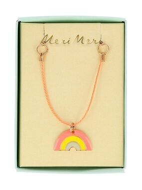 Meri Meri Pink Enamel Rainbow Pendant Necklace